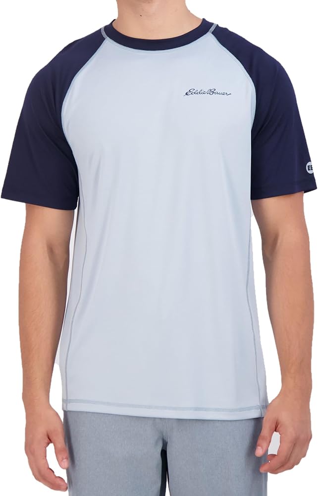 Eddie Bauer Men's Short Sleeve Colorblock Rashguard Shirt | UPF 40+ Sun Protection | Tailored for Outdoor Pursuits