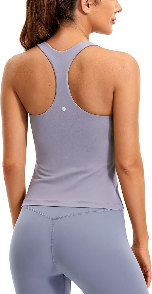 CRZ YOGA Butterluxe Workout Tank Tops for Women Built in Shelf Bras Padded - Racerback Athletic Spandex Yoga Camisole