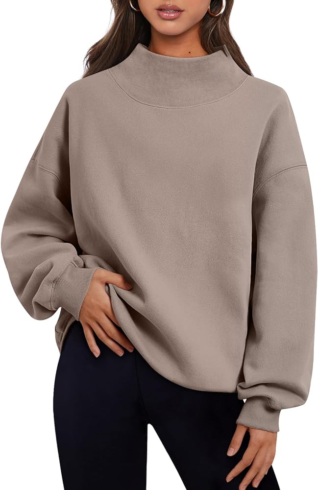 Trendy Queen Womens Oversized Sweatshirts Turtleneck Pullover Long Sleeve Hoodies Tops Fall Outfits 2024 Clothes