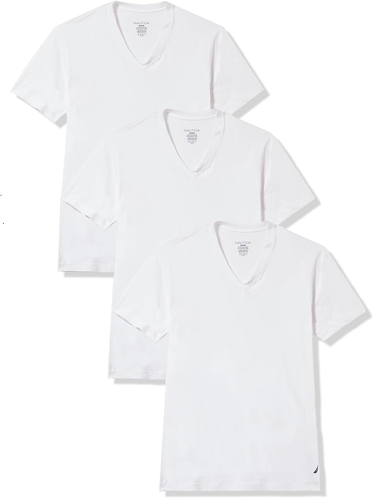 Nautica Men's 3-Pack Cotton Stretch V-Neck T-Shirt