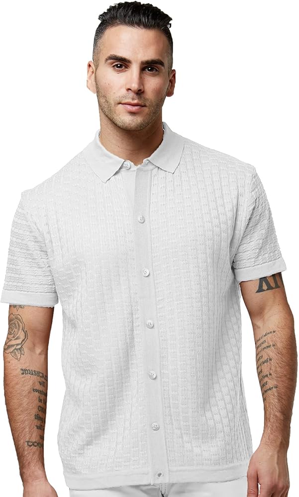 Men’s Short Sleeve Knit Sports Shirt - Modern Polo Vintage Classics: Vertical Stripe Color Block