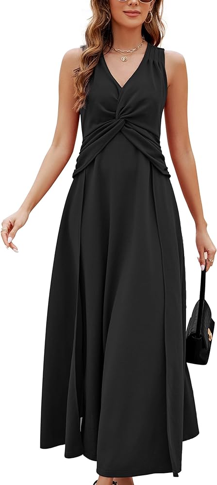 Wedding Guest Dresses for Women 2024 V Neck Formal Dresses for Women Sleeveless Evening