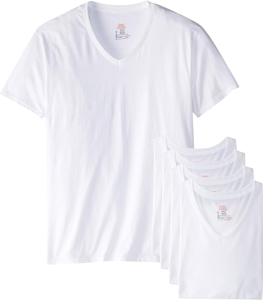 Hanes Mens 6-Pack Best V-Neck T-Shirt