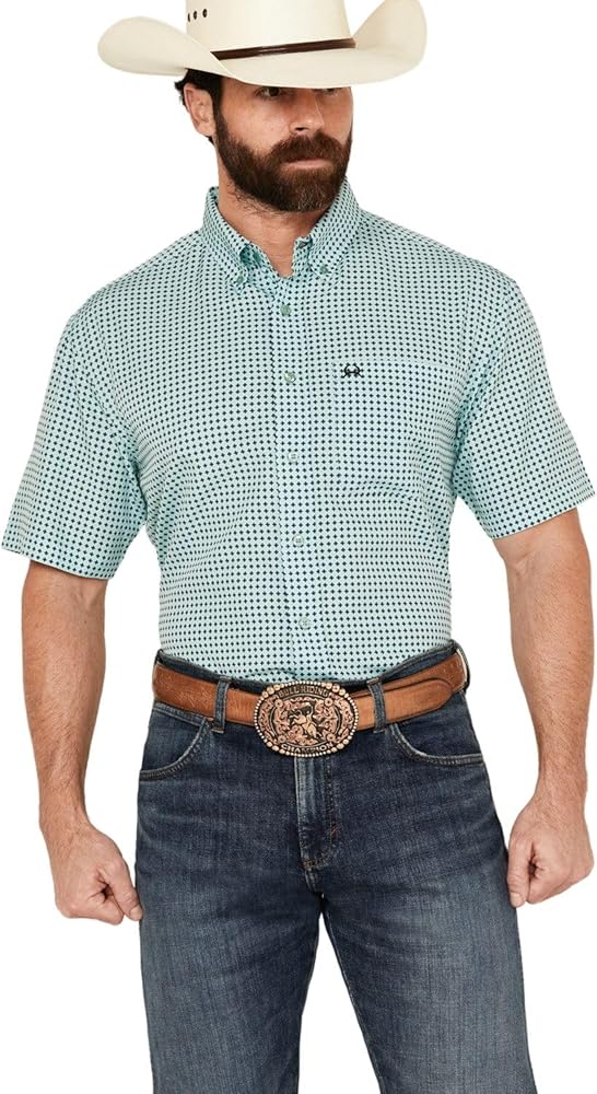 Cinch Men's Arenaflex Turquoise Print Button Down Shirt