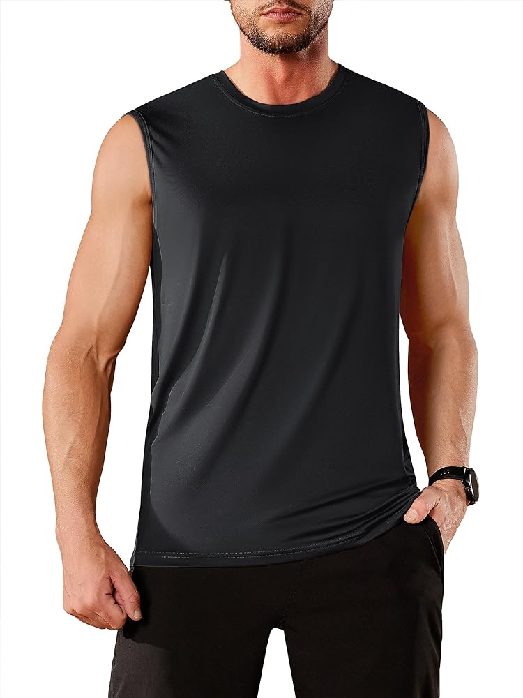 TACVASEN Men's Quick Dry Tank Top UPF 50+ Sun Protection Sleeveless Shirts Gym Workout Beach Athletic Muscle Shirts