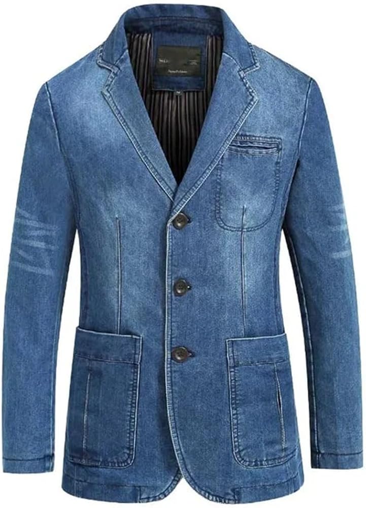 Men's Autumn Denim Jacket Winter Jean Jackets Slim Fit Cotton Coat Plus Size Blazer