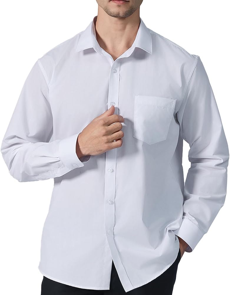 Mens Dress Shirts Long Sleeve, Mens Button Up Shirts Long Sleeve, Solid Business Mens Button Down Shirt