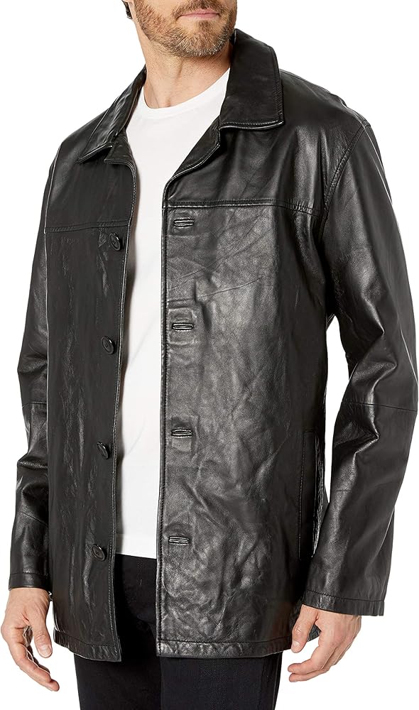 Mens Leather Car Coat Black - Real Lambskin Leather 3/4 Length Brown Carcoat Winter Jackets For Men