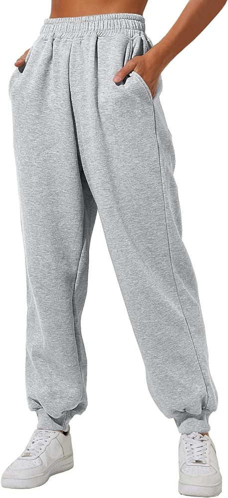 AUTOMET Women’s Lounge Baggy Cinch Bottom Sweatpants Joggers High Waist Pants