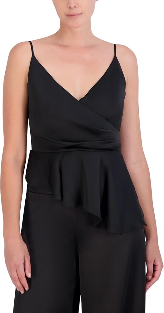 BCBGMAXAZRIA Women's Sleeveless Surplice Neck Peplum Top