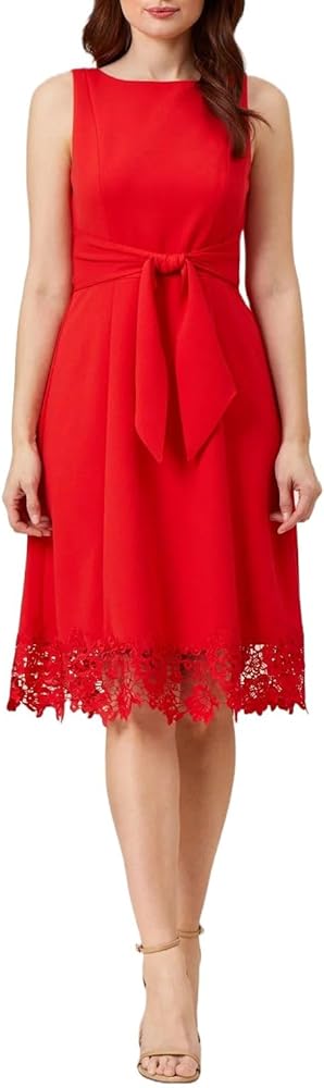 Adrianna Papell Women's Knit Crepe and Lace Midi Dress