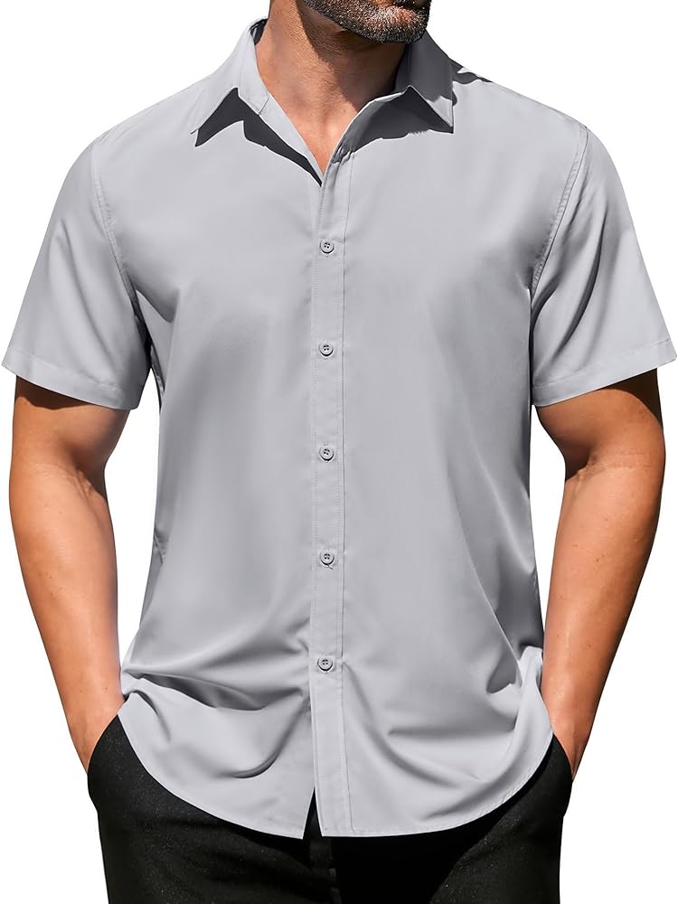 COOFANDY Men's Casual Dress Shirts Short Sleeve Wrinkle Free Casual Button Down Shirts