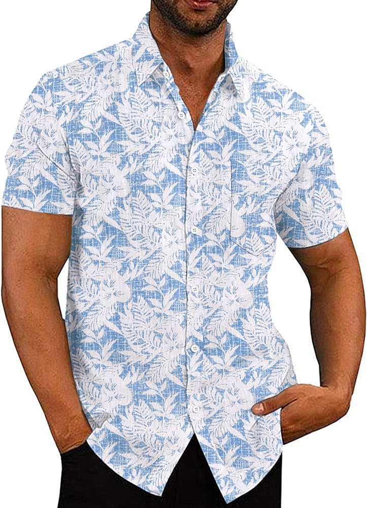 COOFANDY Men's Hawaiian Shirt Short Sleeve Beach Tropical Shirts Summer Casual Button Down Shirts