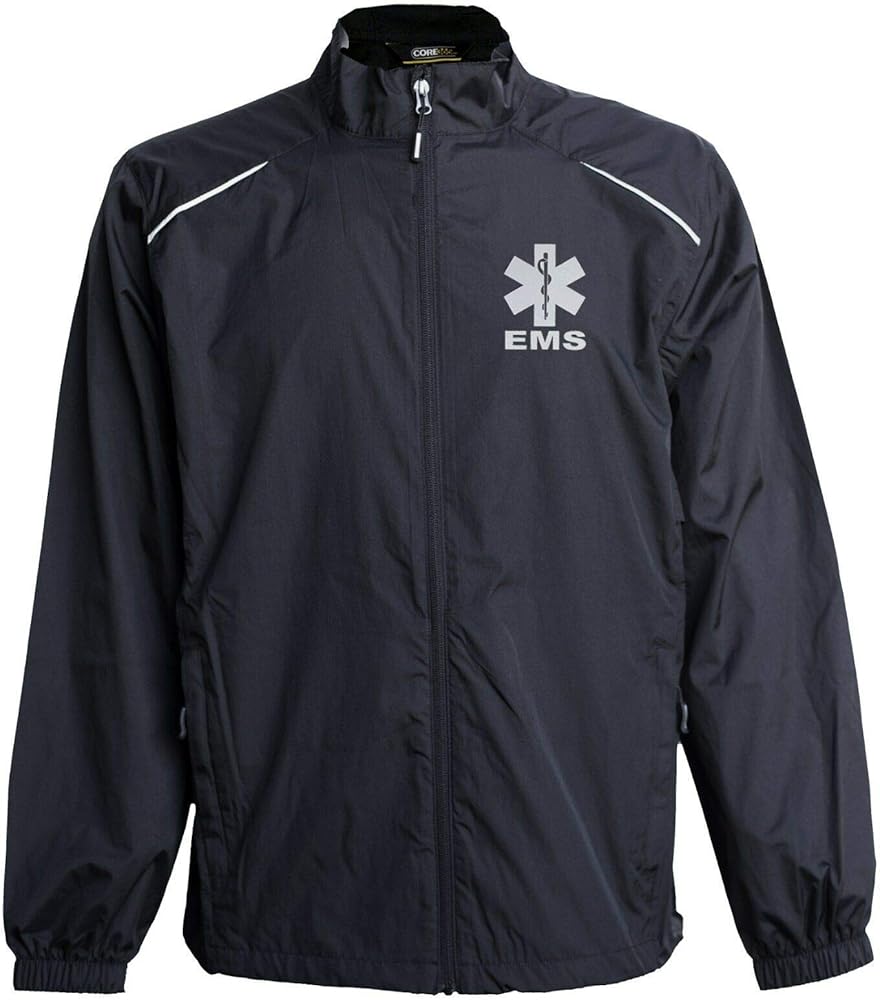 EMS windbreaker, REFLECTIVE logo, zip-up jacket, First Responder