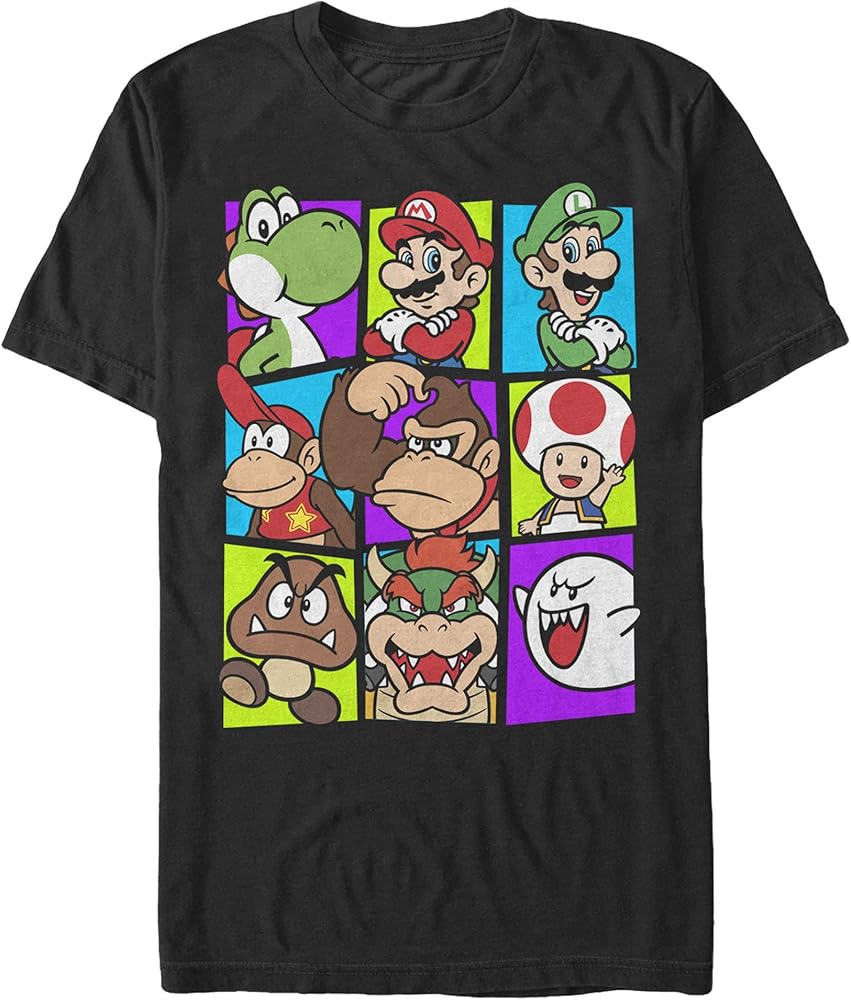 Nintendo Men's Super Mario Yoshi Luigi Bowser & Gang Box-up T-Shirt