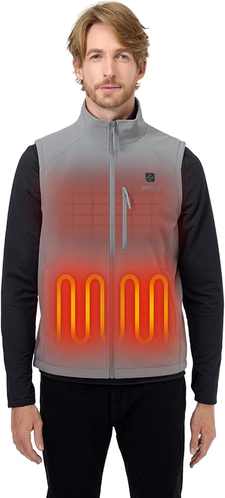 ORORO Men's Heated Softshell Vest with Battery, Soft Shell Heated Golf Vest for Men