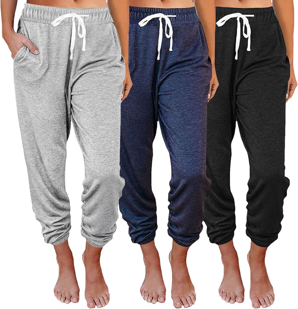 3 Packs Womens Sweatpants Baggy Comfy Lounge Pants Yoga Joggers Workout Pajamas Clothes Casual Fall Fashion 2024