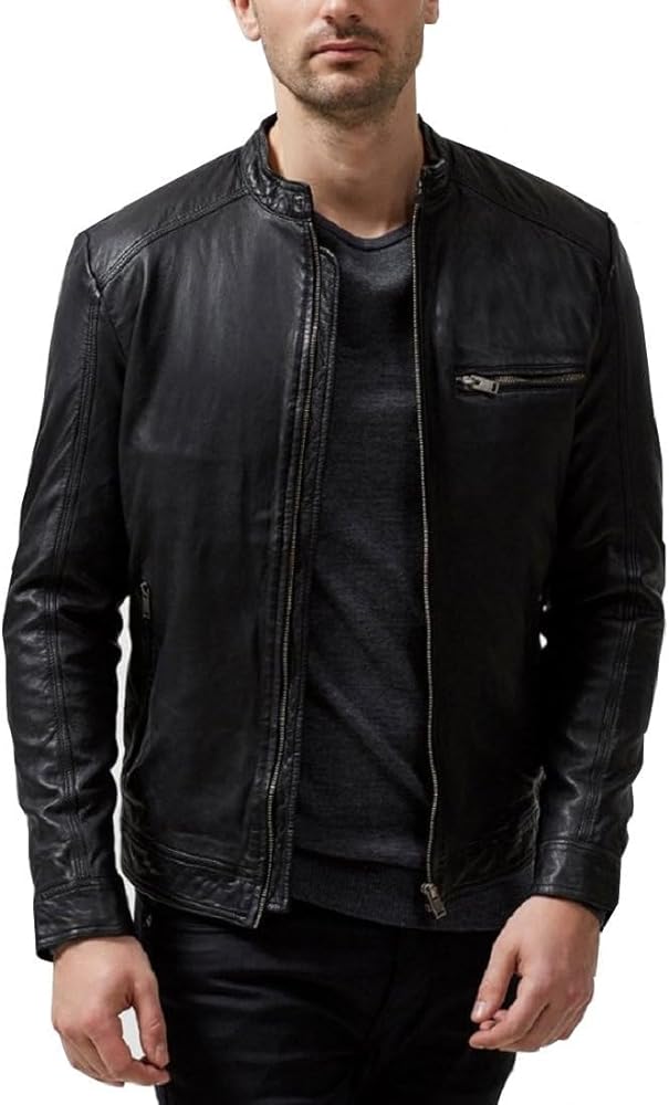 Men's Cafe Racer Leather Jacket Elite Distressed Retro Leather Jacket Vintage Motorbike Leather Jacket