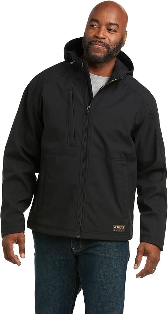 ARIAT Men Rebar Stretch Canvas Softshell Hooded Logo Jacket