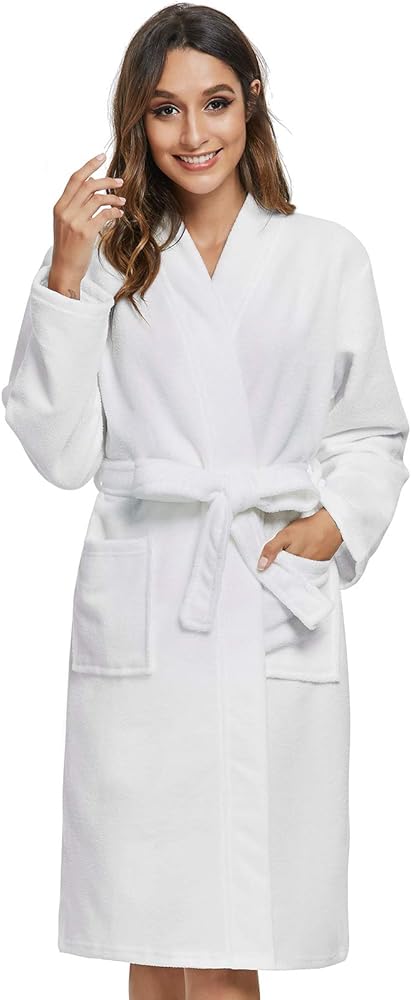 Vislivin Womens Lightweight Bathrobe Soft Kimono Robes Terry Cloth Bathrobe Knee Length Bath Gown