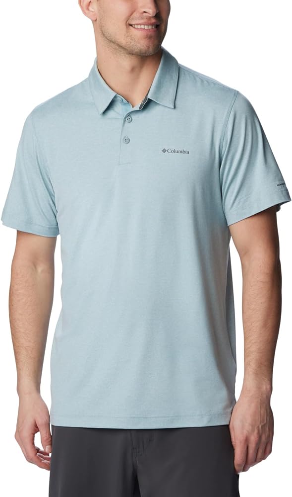 Columbia Men's Tech Trail Polo, Stone Blue Heather, 3X Big