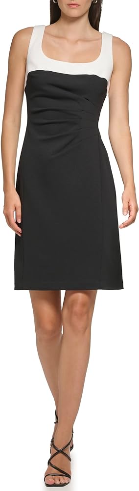 KARL LAGERFELD Women's Square Neck Waist Detail Framing Dress