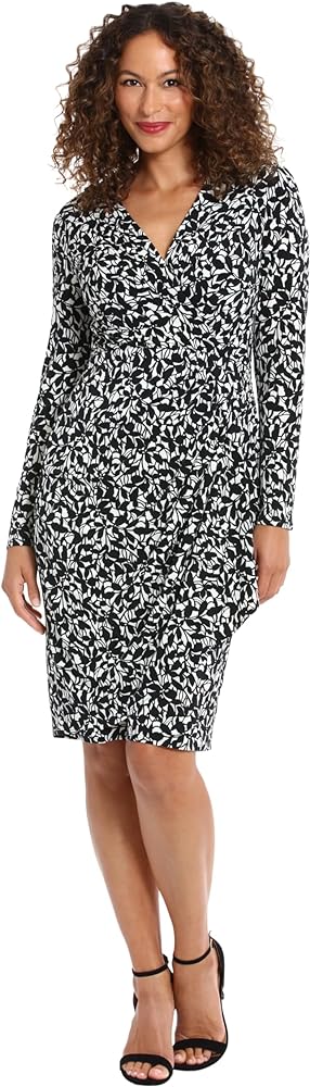 London Times Women's Jersey Faux Wrap Dress Workwear Versatile Polished Flattering Comfortable Office Chic