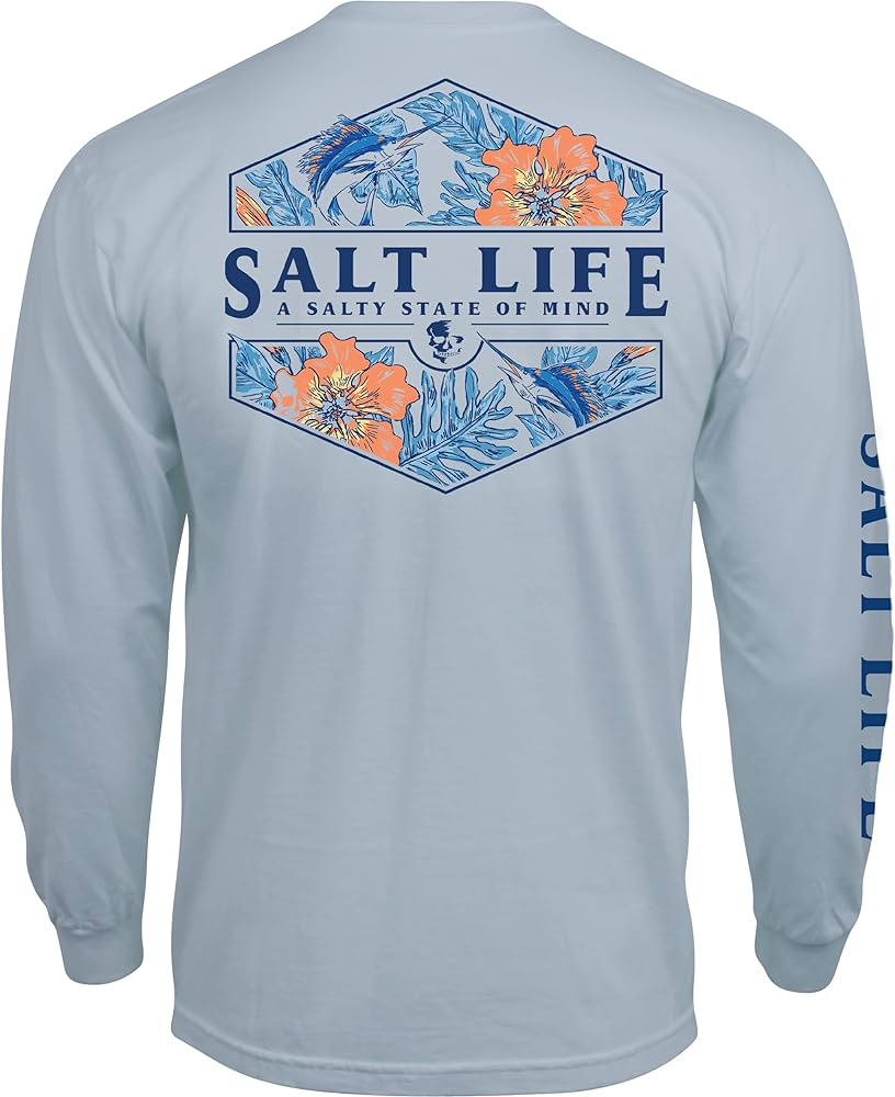 Salt Life Men's Sailin Tropics Badge Long Sleeve Crew Neck Tee