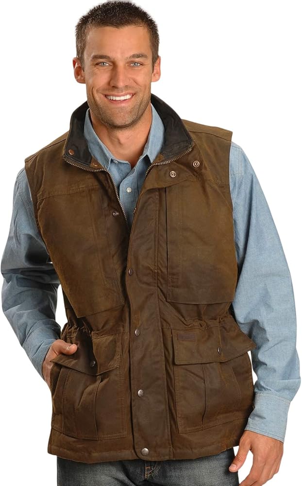 Outback Trading Company Men's 2049 Deer Hunter Waterproof Breathable Cotton Oilskin Vest, Bronze