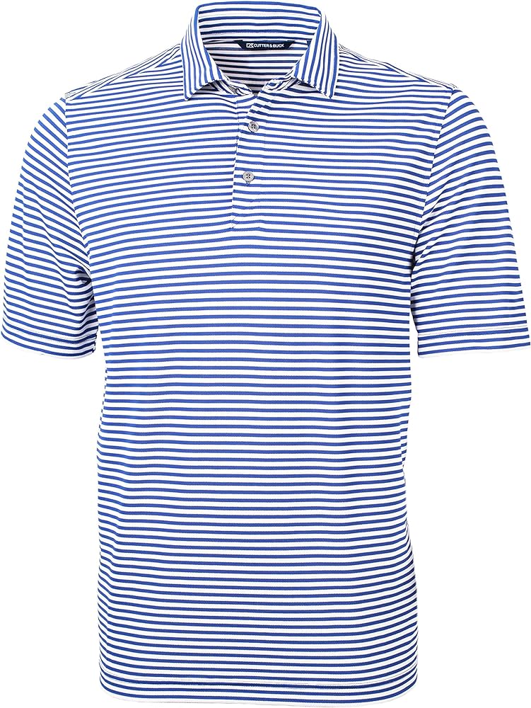 Cutter & Buck Short Sleeve Virtue Eco Pique Stripe Recycled Mens Big and Tall Polo