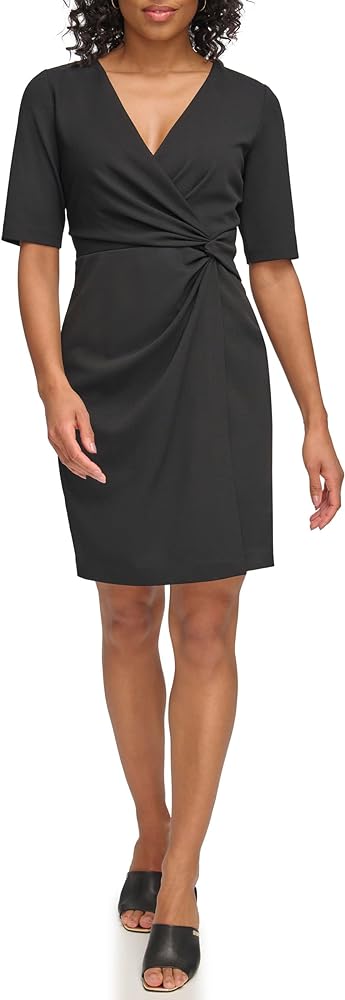 DKNY Women's Short Sleeve Side Knot Dress