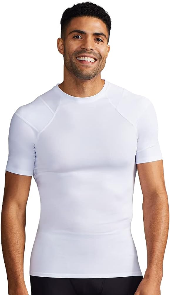 Tommie Copper Shoulder Support Shirt for Men, Posture Corrector Compression Shirt with UPF 50 Sun Protection