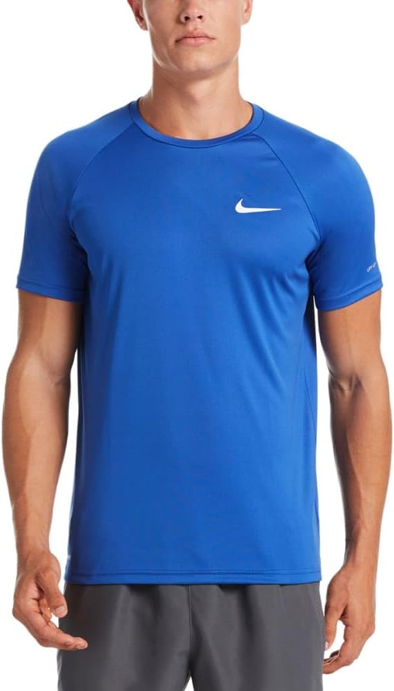 Nike Essential Men's Short-Sleeve Hydroguard Swim Dri-Fit Shirt, Blue L