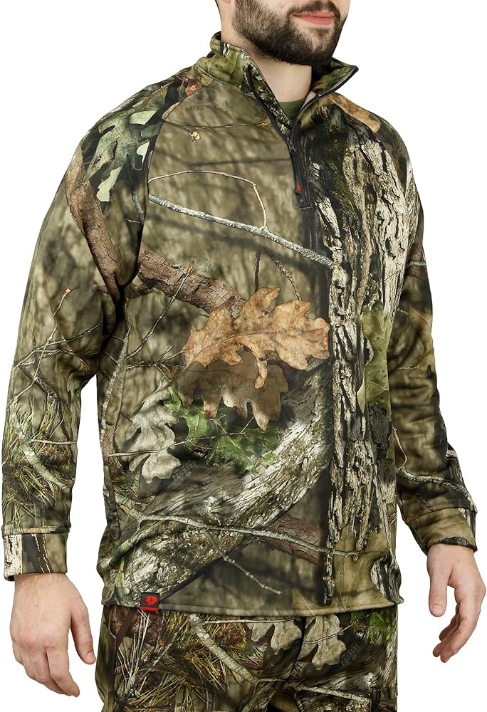 Mossy Oak Camo Hunting Jacket for Men Fleece Quarter Zip Pullover