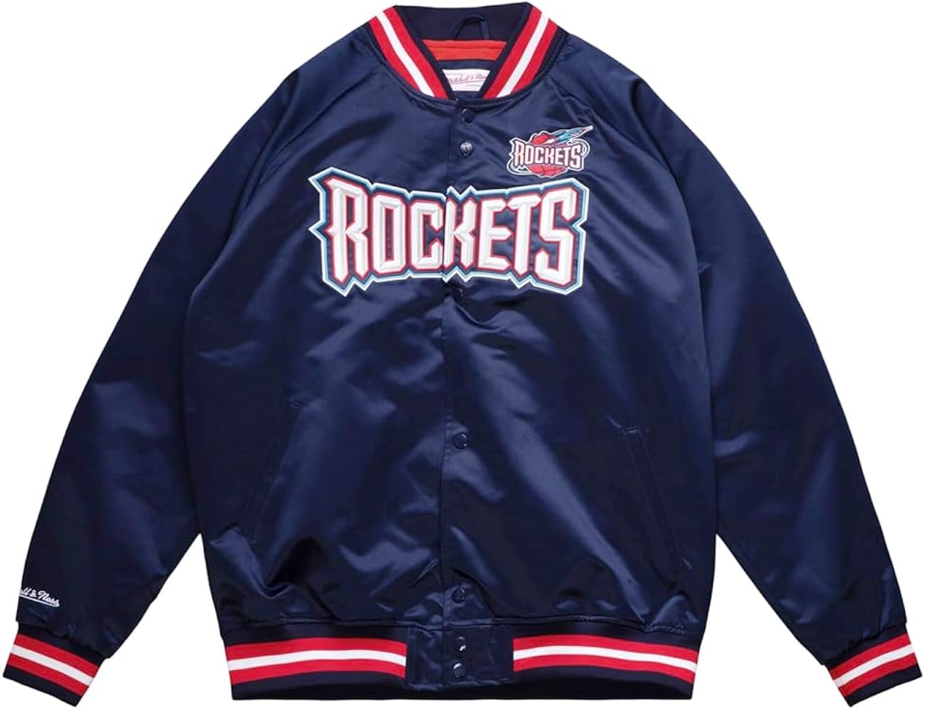 Mitchell & Ness Mens Lightweight Satin Jacket Coats Jackets Outerwear - Blue