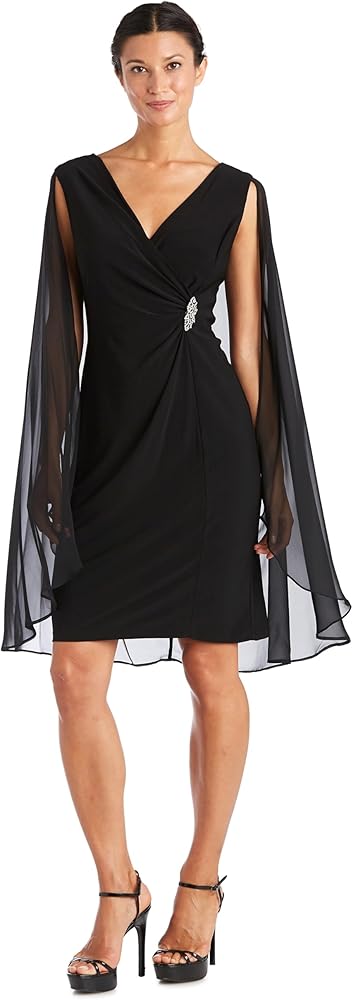 R&M Richards Women's Short Chiffon Duster Cape Dress