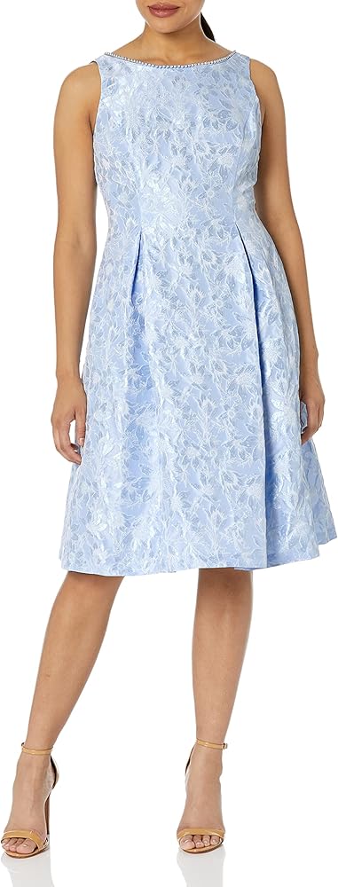 Adrianna Papell Women's Pearl Trimmed Jacquard Dress