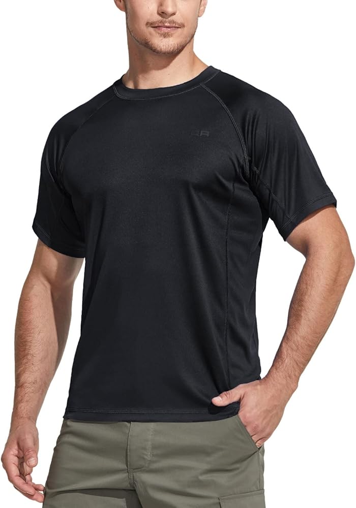 CQR Men's UPF 50+ UV Sun Protection Outdoor Shirts, Athletic Running Hiking Short Sleeve Shirt, Cool Dry fit T-Shirts