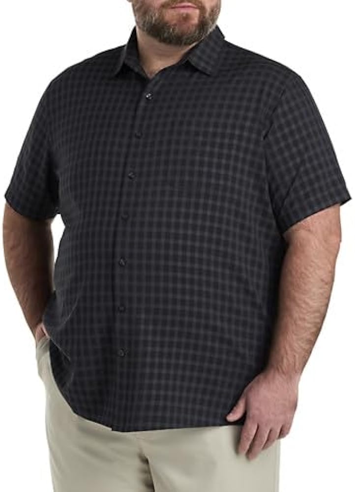 Harbor Bay by DXL Men's Big and Tall Microfiber Plaid Sport Shirt