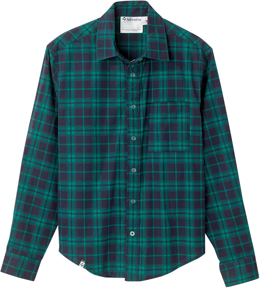 Men’s Self Dressing Magnetic Buttons Adaptive Plaid Dress Shirt