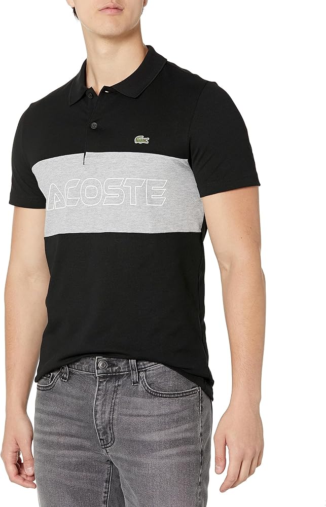 Lacoste Men's Short Sleeve Colorblocked Wording Polo Shirt