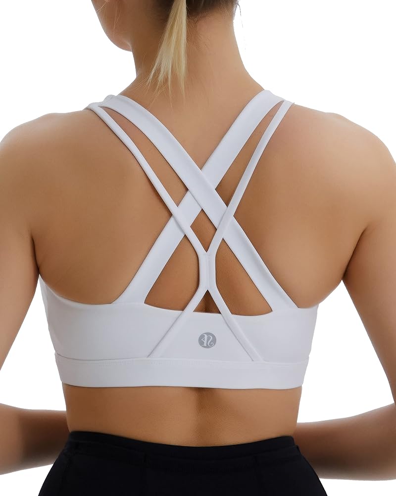 RUNNING GIRL Sports Bra for Women, Medium-High Support Criss-Cross Back Strappy Padded Sports Bras Supportive Workout Tops