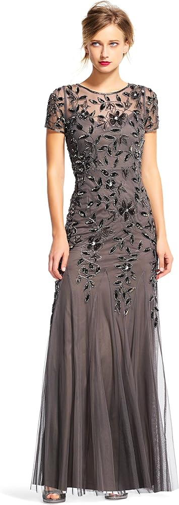 Adrianna Papell Women's Beaded Gown with Godets