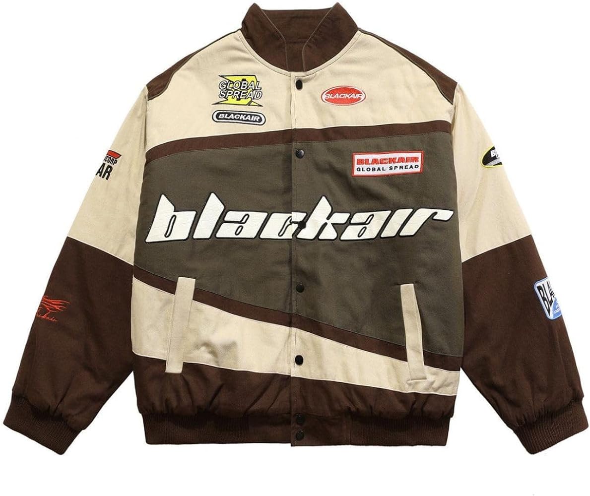 Aelfric Eden Blackair Men's Varsity Jackets Womens Bomber Jackets Vintage Motorcycle Racer Jacket