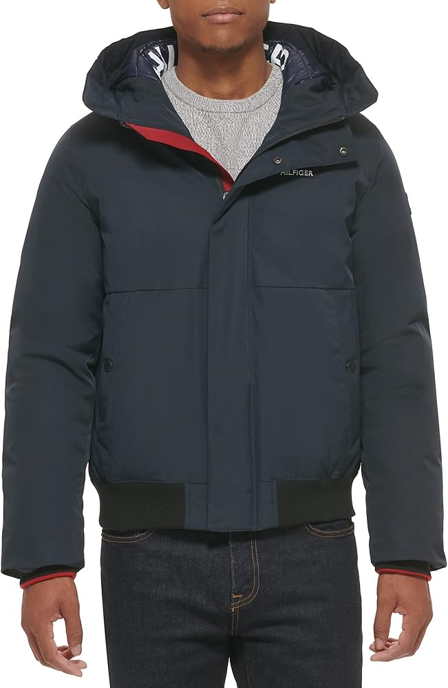 Tommy Hilfiger Men's Arctic Cloth Hooded Bomber