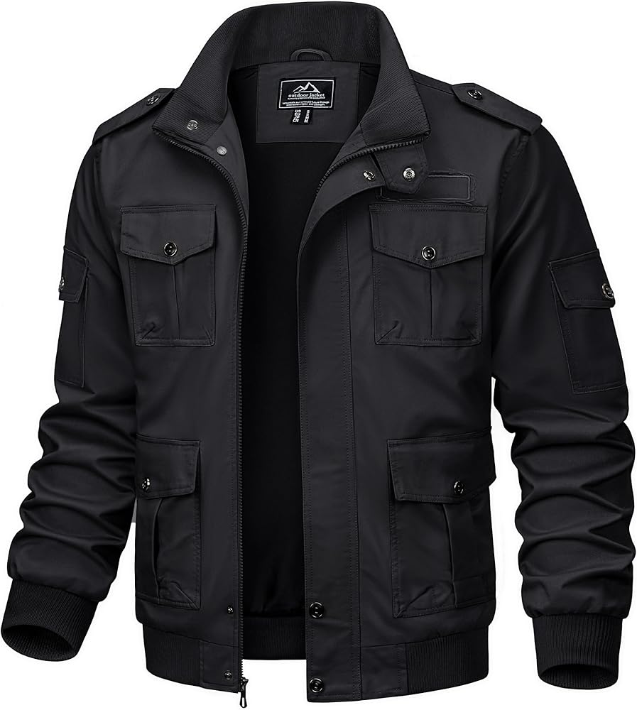 TACVASEN Men's Jackets Military Jackets Cargo Jackets Working Jackets with Multi Pockets