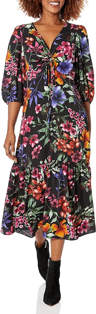 Gabby Skye Women's Floral Ruched Dress