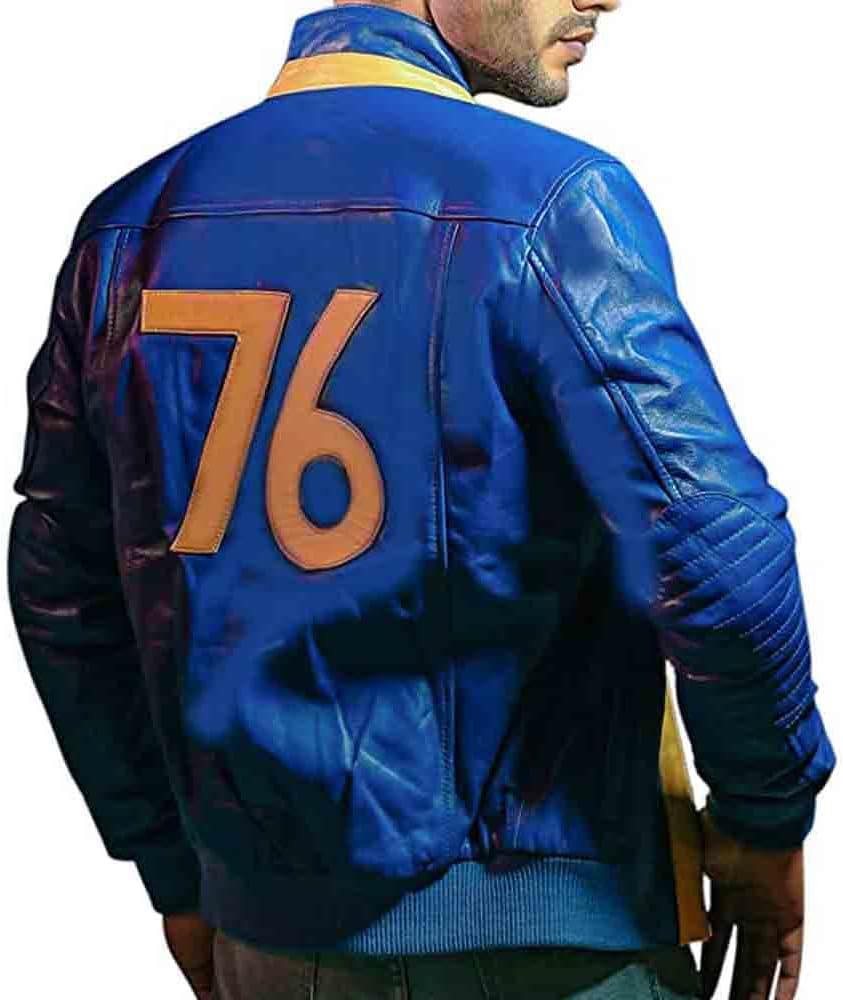 Vault Fall out 76 Blue Faux Leather jacket, Fallout 76 Leather Jacket