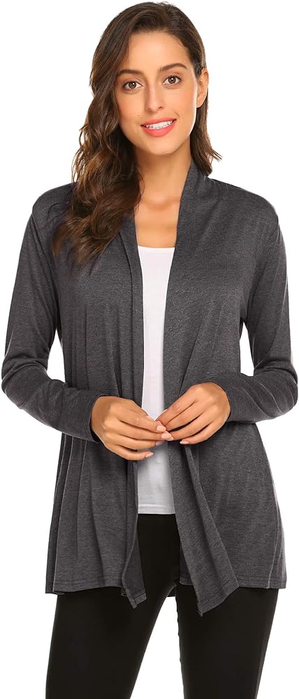 Newchoice Womens Casual Lightweight Long Sleeve Cardigan Soft Drape Open Front Fall Dusters (S-3XL)