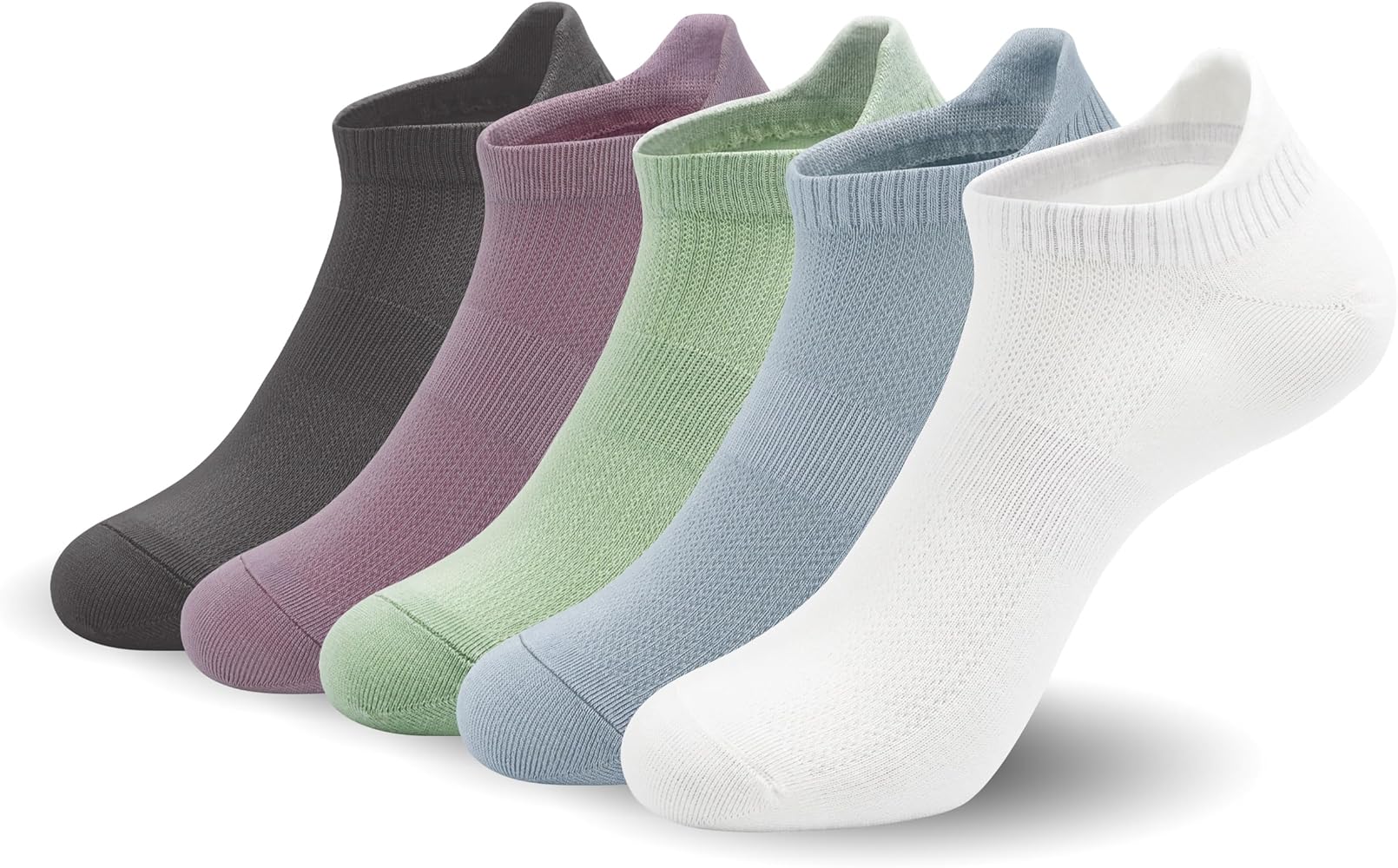 SERISIMPLE Women Ultra Thin Socks Viscose Bamboo Low Cut No Show Ventilating Ankle Anti Odor Arch Support Mesh Socks 5 Pairs